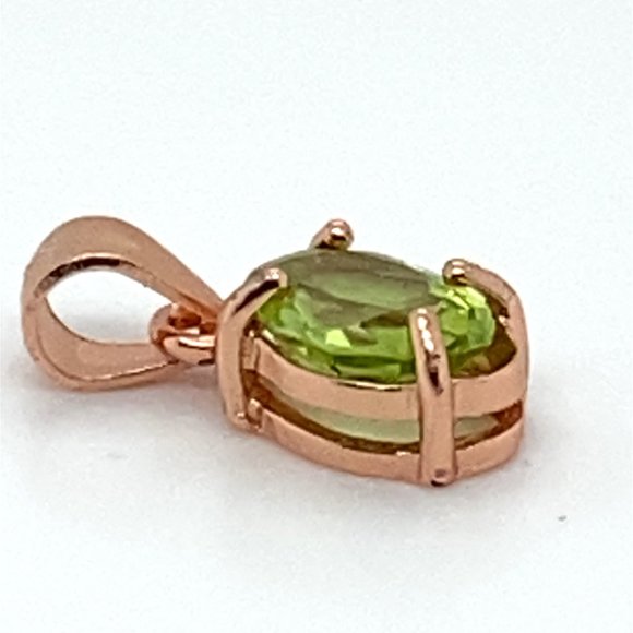 Peridot .85ct Rose Gold Finish Solid 925 Sterling Silver Pendant - Picture 6 of 8